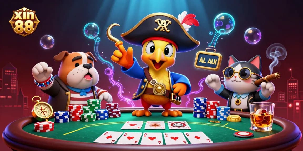 Play thrilling poker at xin 88 with pirate-themed characters and exciting gaming elements.