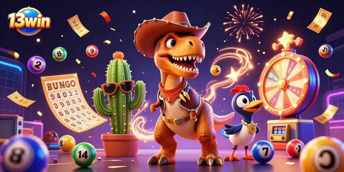 Engage with 13win's exhilarating slots experience featuring colorful lottery elements and dynamic characters.