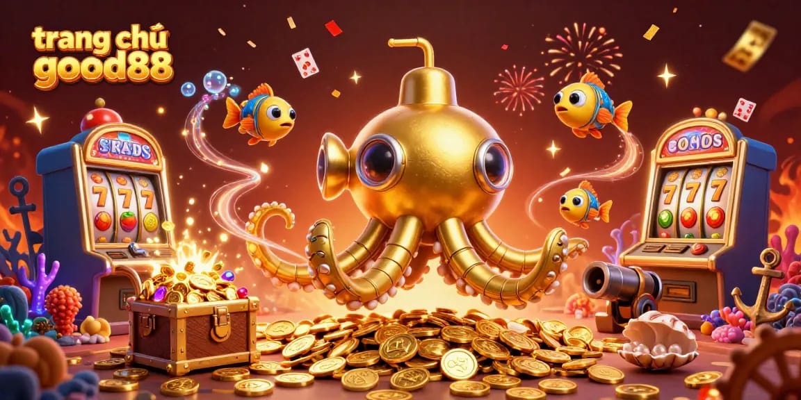 Engage with the vibrant gameplay of trang chủ good88 amidst a packed 3D casino adventure featuring golden kraken and dynamic gaming elements.