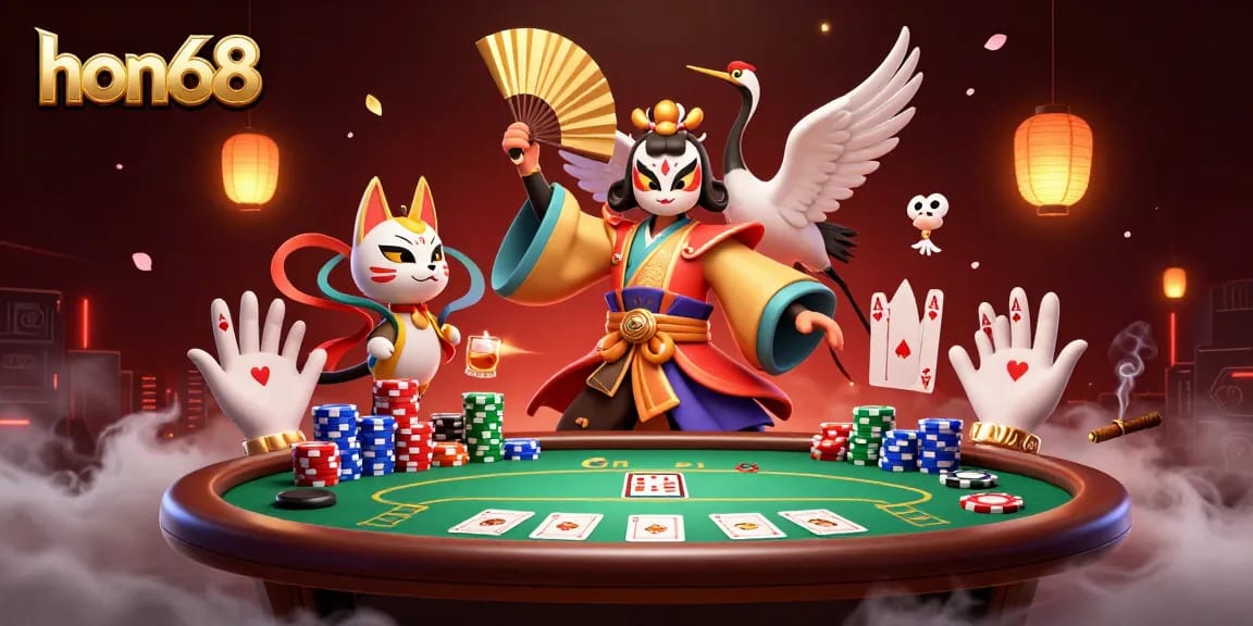Experience the thrill of hon68 with dynamic poker action featuring mythical characters and vibrant casino elements.