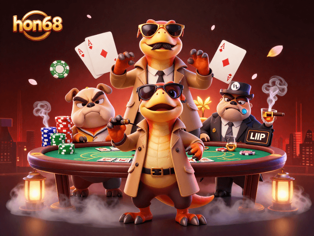 Join hon68's thrilling VIP experience at a dynamic casino scene with raptors in disguise!