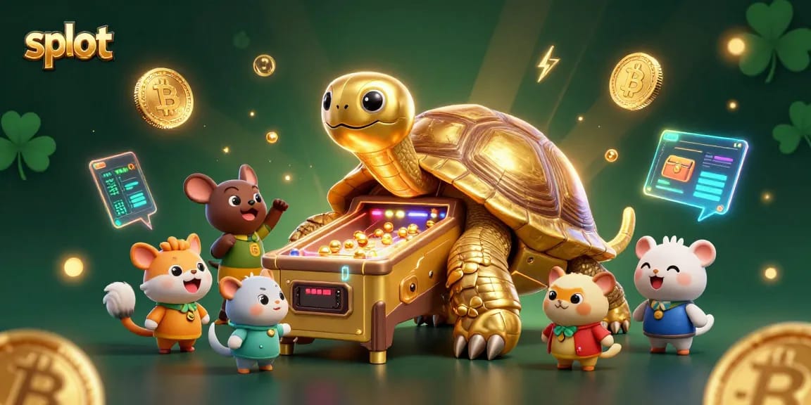 Spin the slot reels with excitement as golden tortoise and animals engage in a thrilling game.