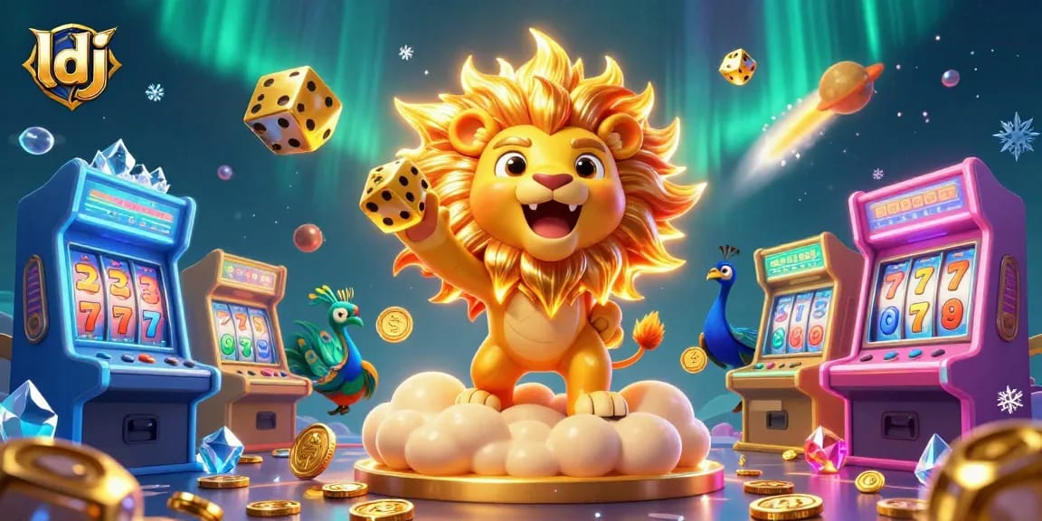 Engage with thrilling action at ldj with our vibrant, dynamic casino gaming scene featuring slots and majestic characters.