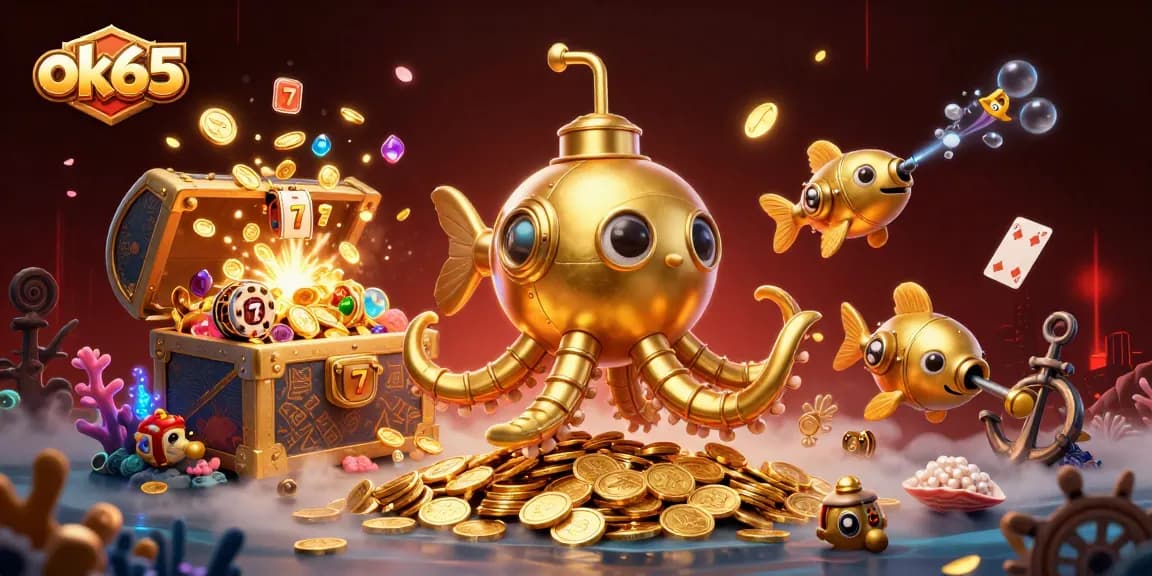 Experience thrill at slots with ok65 visualizing a vibrant treasure-filled casino adventure.