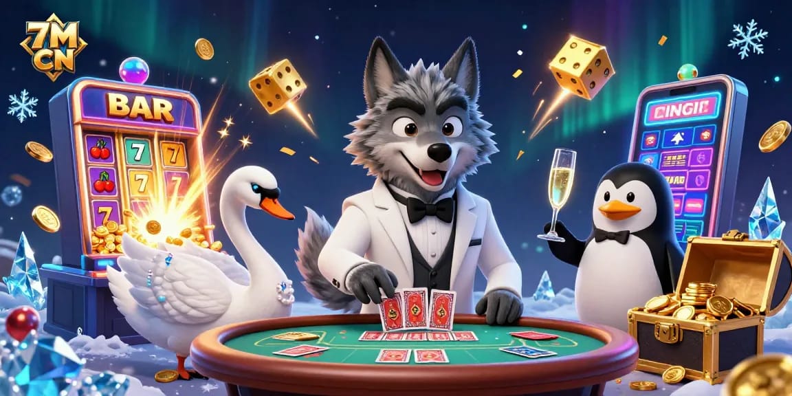 Experience thrilling wins with 7M CN in a vibrant casino scene filled with action and excitement.