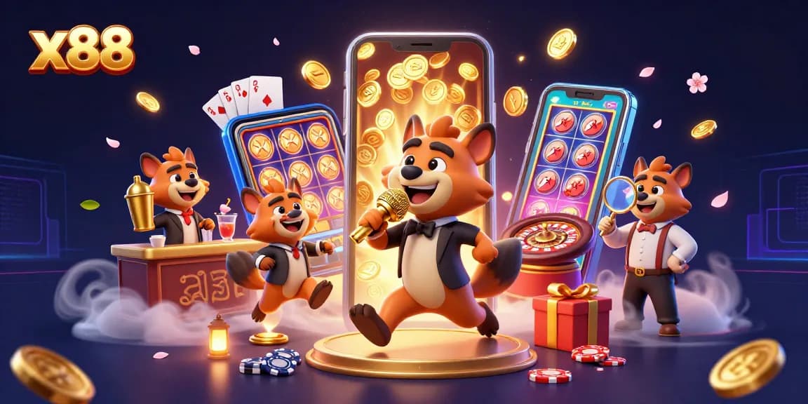 x88 offers an engaging casino experience with hyenas delivering comedy while playing slots.