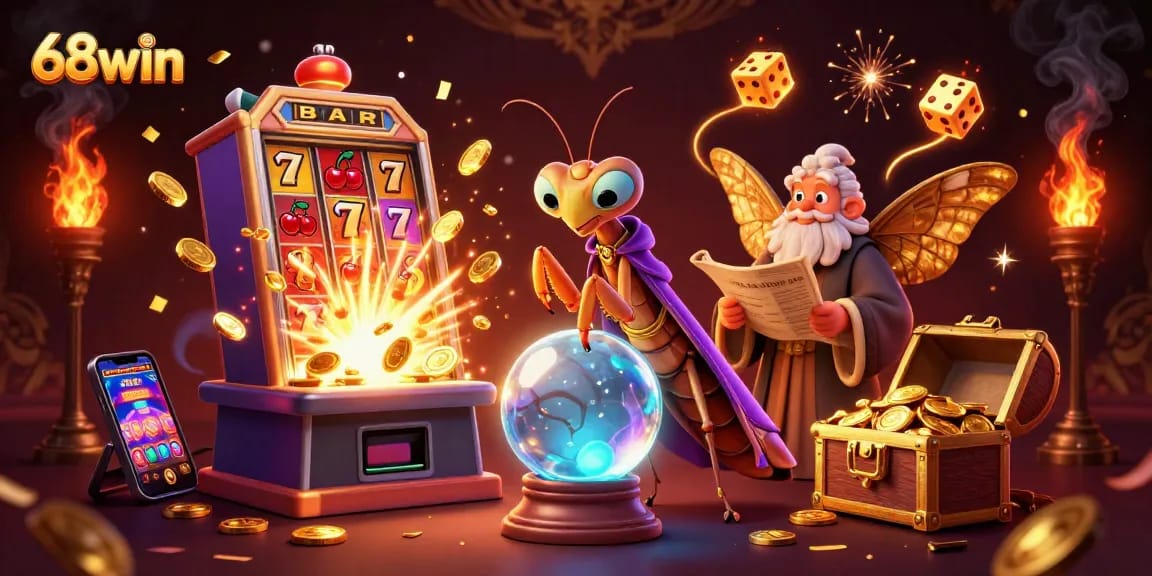 Experience thrilling jackpots at 68win with vibrant slot machine adventures and magical fortune-tellers.