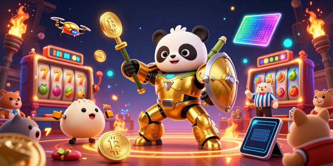 Zowin delivers an exciting casino experience with a dynamic scene featuring a golden panda mech and colorful slot elements.