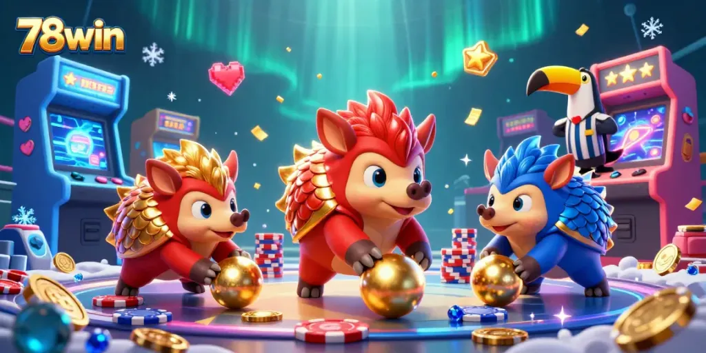 Engage with exhilarating gameplay at 78win featuring dynamic pangolins in a vibrant casino scene.