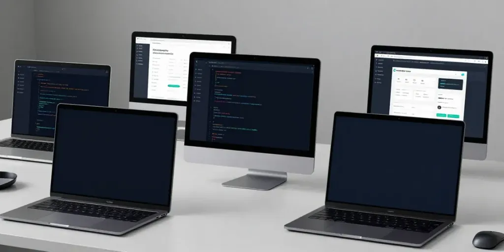 Affordable .co.uk domain registration showcased in a modern tech workspace with coding screens, emphasizing digital solutions.