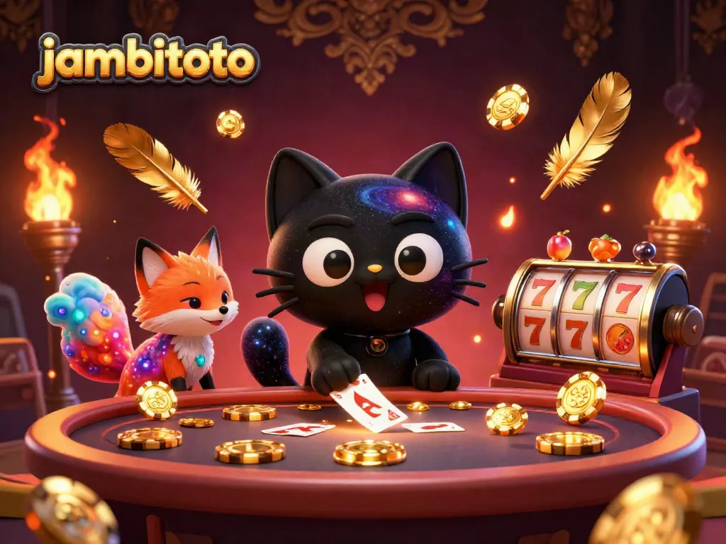 Experience jambitoto with a cosmic cat and fox in an exciting casino showdown!
