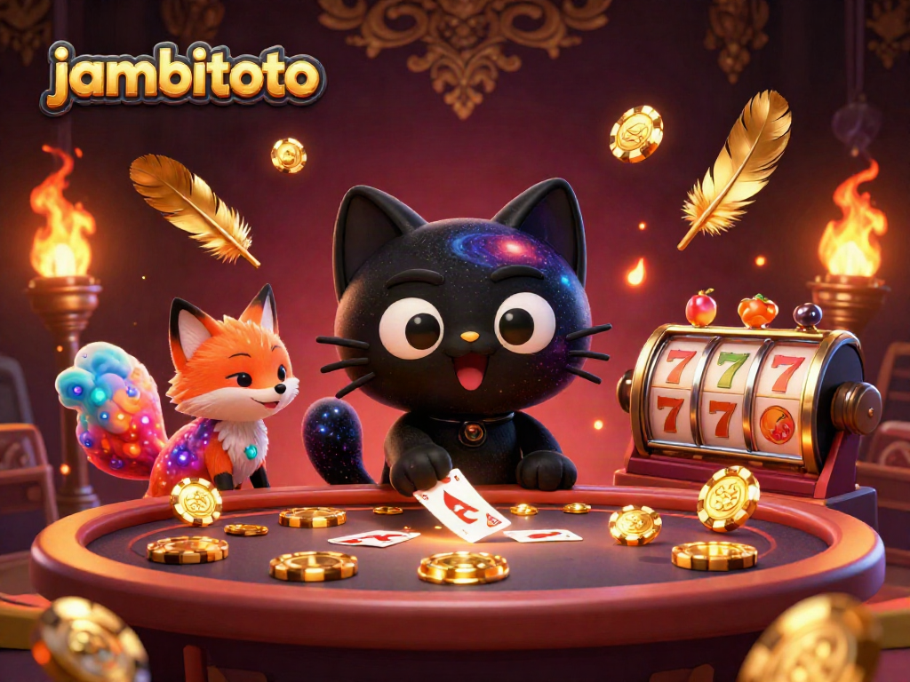 Experience jambitoto with a cosmic cat and fox in an exciting casino showdown!