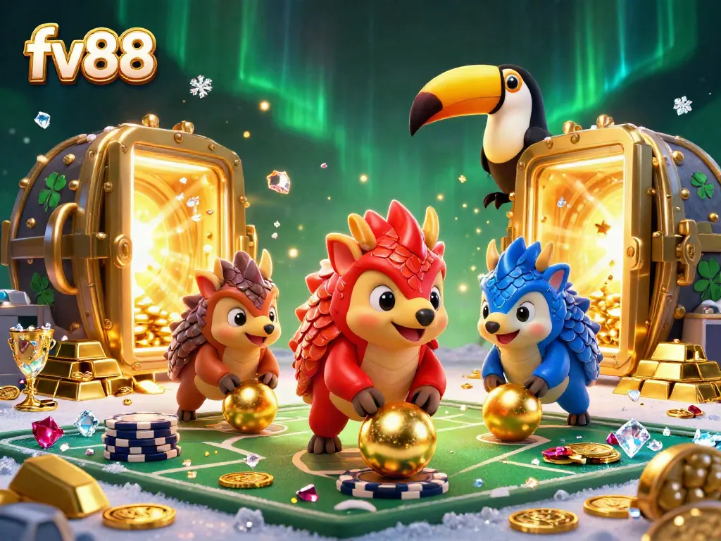Experience thrilling wins at fv88 with vibrant pangolins bowling gold among sparkling treasures.
