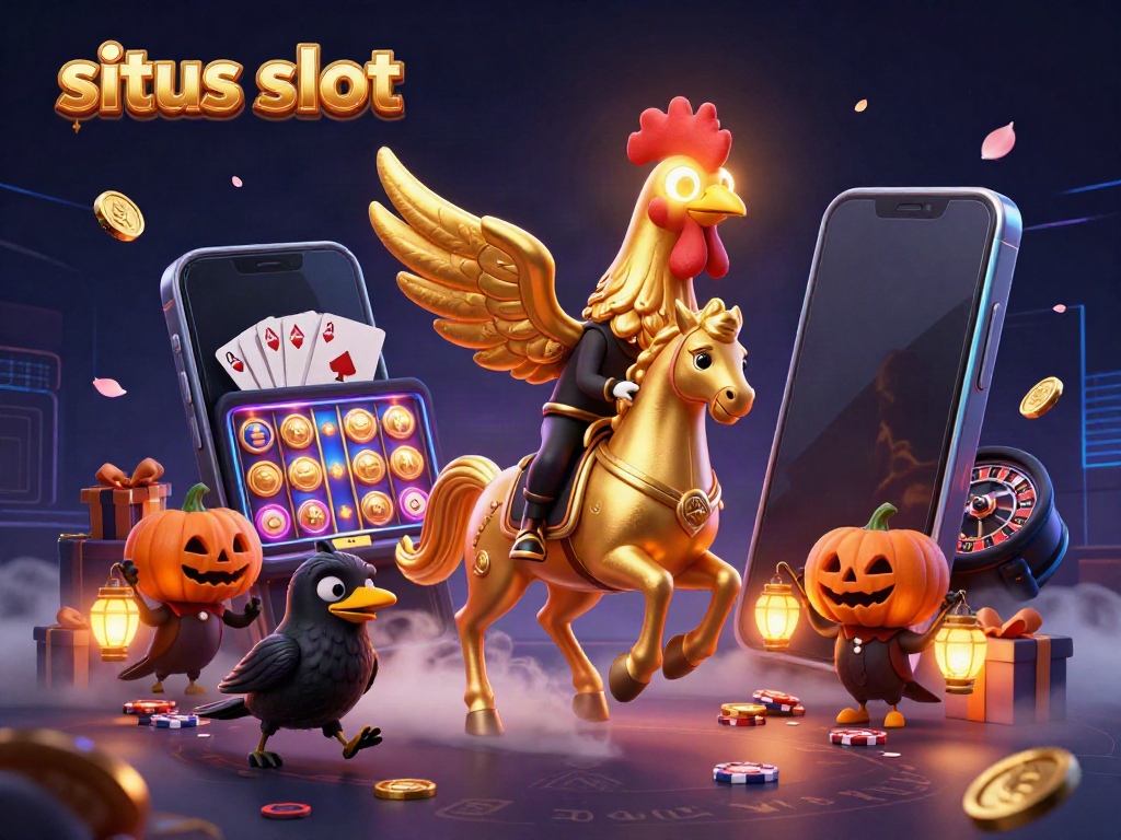 Experience situs slot excitement with a vibrant casino scene featuring dynamic characters and game elements.