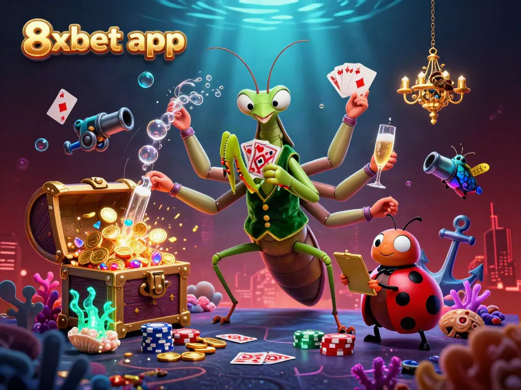 Engage with the 8xbet app through exciting gameplay elements in this vibrant casino scene.