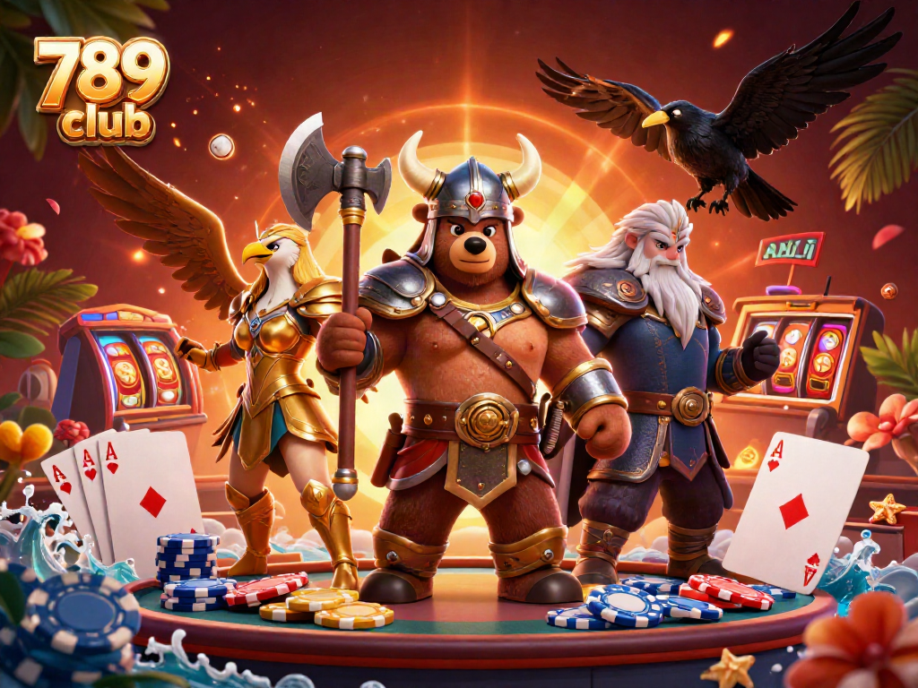 Experience the thrilling action at 789 club with dynamic characters and vibrant poker elements.