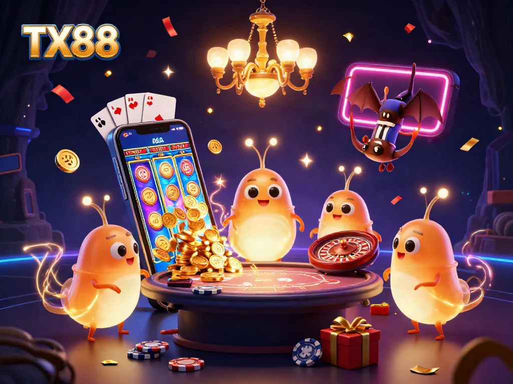 Engage in thrilling gaming experiences at TX88's vibrant casino with colorful slots and exciting gameplay.