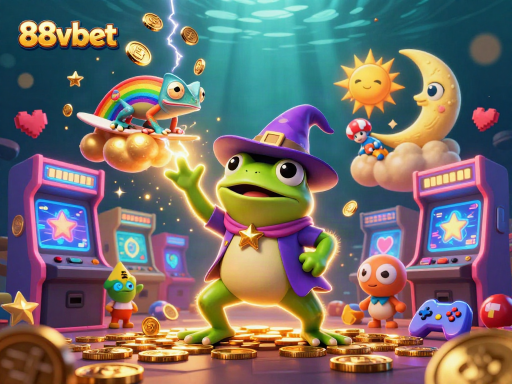 Engage with the excitement of 88vbet in this vibrant 3D casino scene filled with golden coins.