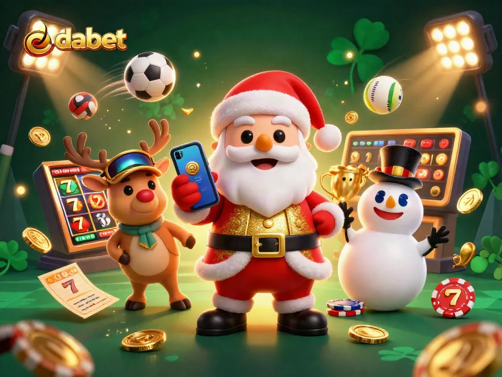 Win big with Dabet's exciting games featuring Santa and friends in a festive casino.