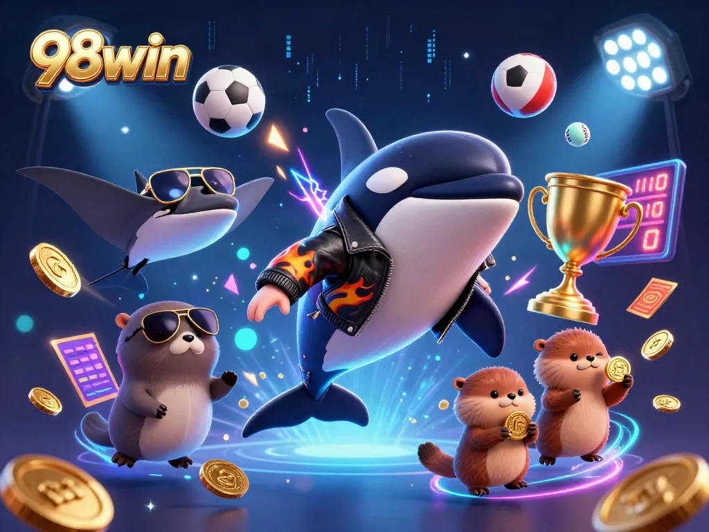 Engage in interactive gaming experiences with 98win's exciting casino adventures featuring vibrant characters.