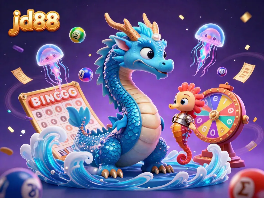 Experience the excitement of jd88 with vibrant lottery elements and dynamic characters in a stunning casino scene.