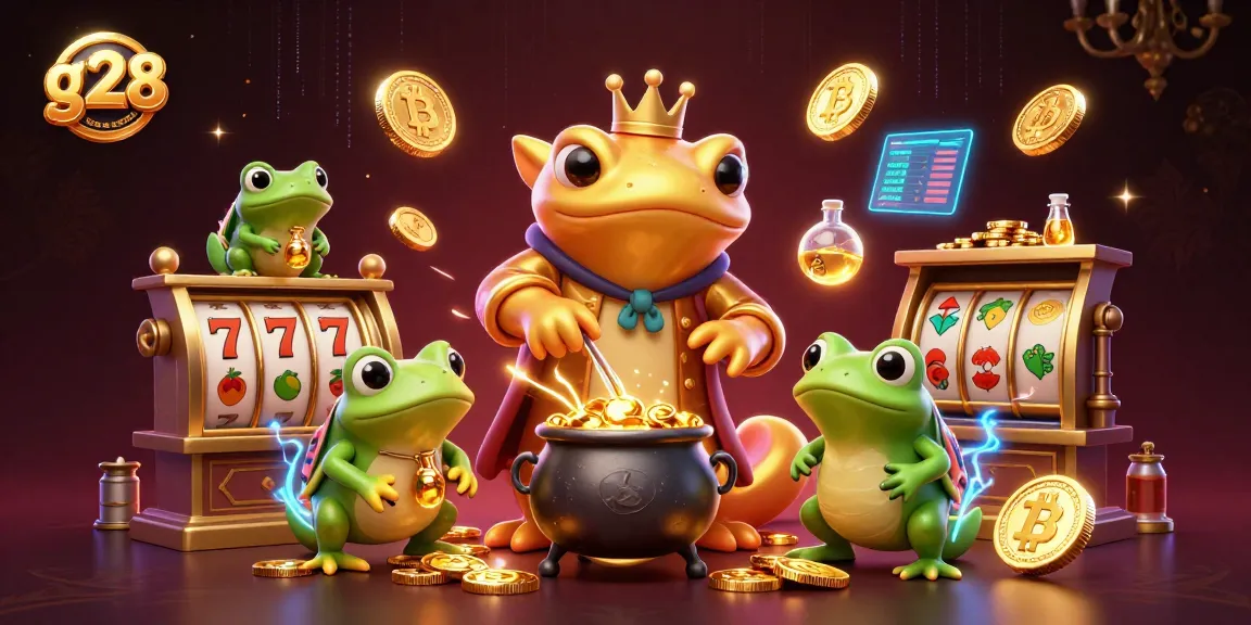 Spin for gold with g28's enchanting 3D casino scene featuring a magical alchemist and vibrant slot elements.