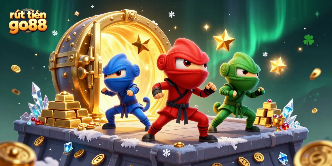 Withdraw funds easily with rút tiền go88, featuring ninja chameleons and treasure elements.
