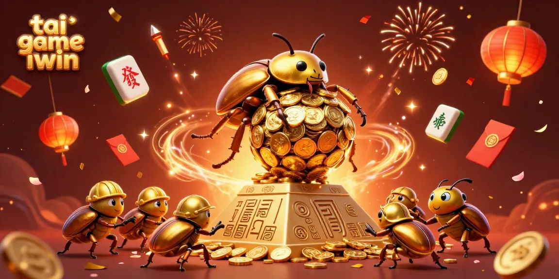 Engage in lively tai game iwin action featuring golden beetles in a vibrant casino setting.