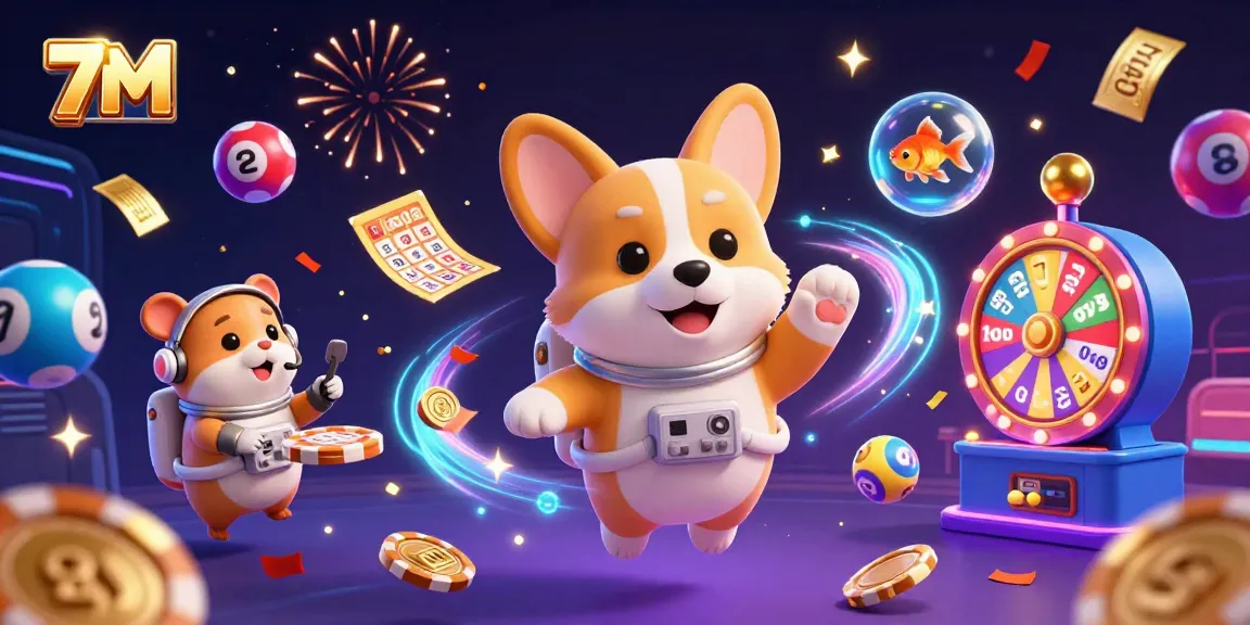 Engaging 7M online casino scene featuring cartoon characters and exciting gambling elements.