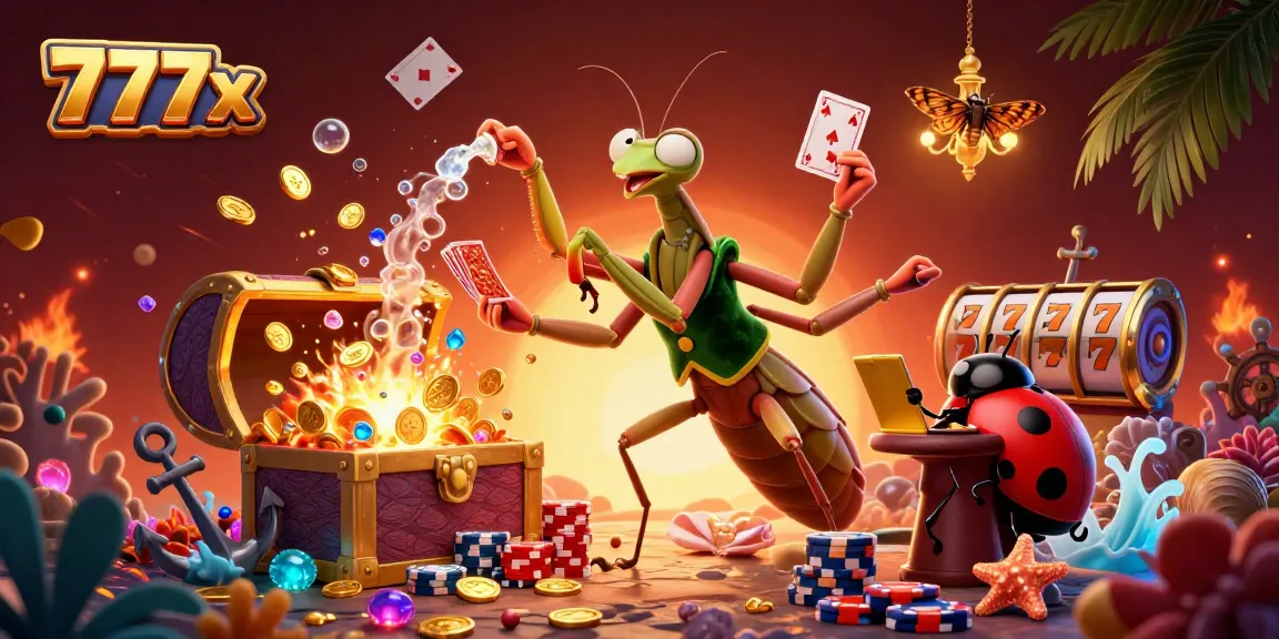 Engage in thrilling casino action with 777x, featuring our card sharp in a vibrant gaming scene.