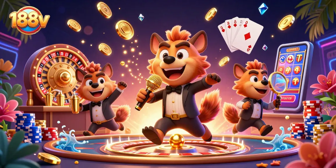 Join the fun at 188v with lively hyenas running a comedy casino club, mixing drinks, and security checking IDs.