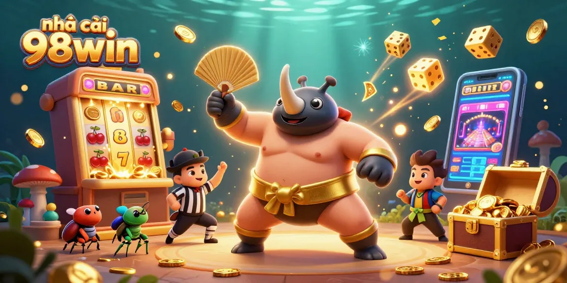 Engage with nhà cái 98win's dynamic casino scene featuring thrilling gameplay, festive golden coins, and exciting jackpots.
