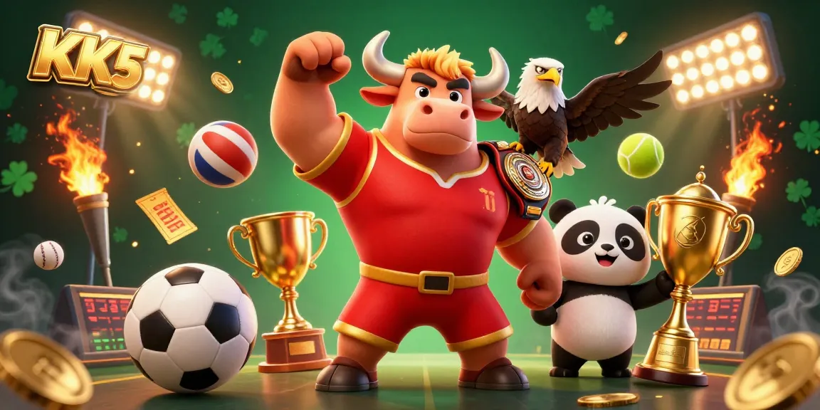 KK55 players enjoy thrilling betting action amidst a lively 3D cartoon scene with dynamic characters and sports elements.