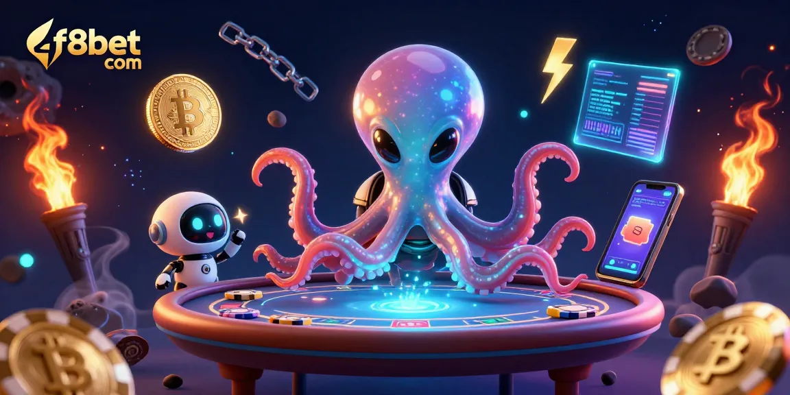 Engage in thrilling poker action with f8bet com's vibrant alien octopus and holographic gaming.