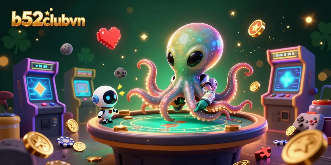 Play exciting poker at b52clubvn with a vibrant alien octopus and engaging game elements.