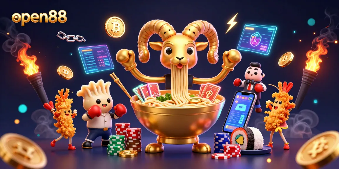 Experience thrilling gameplay at open88 with an energetic illustration of vibrant casino elements.