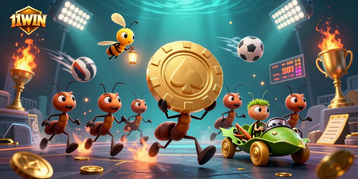 Join the action with 11WIN as ants carry a massive poker chip in a thrilling heist.