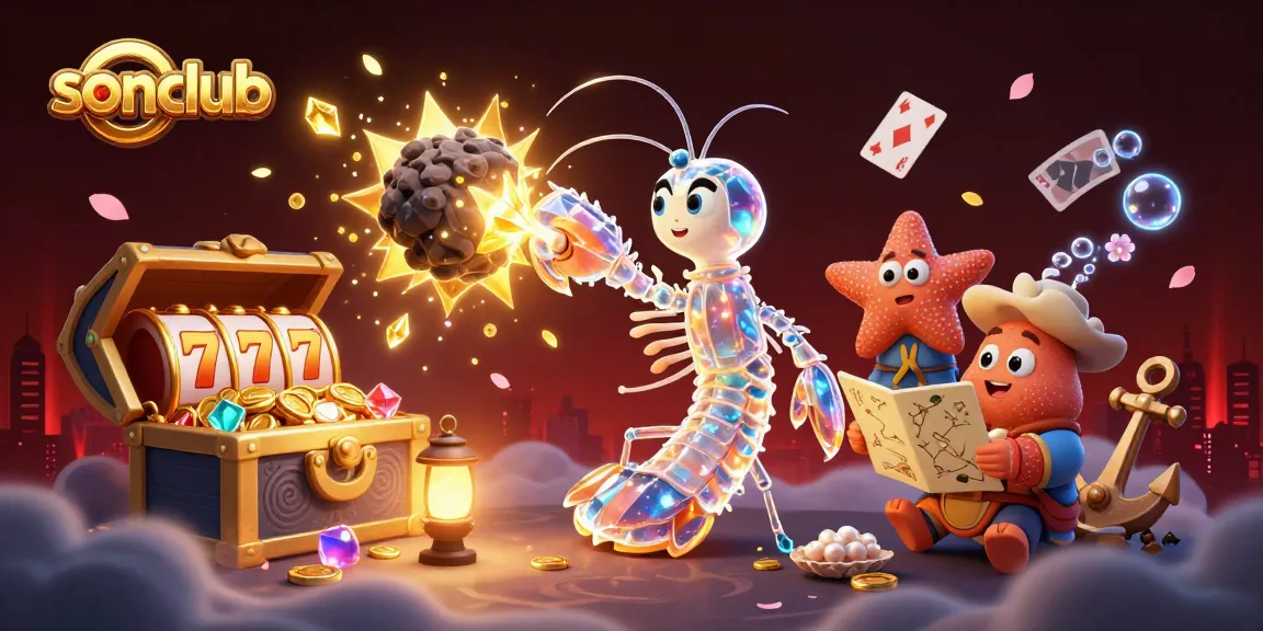Experience thrilling gameplay at sonclub with vibrant characters and casino themes amidst a cosmic backdrop.